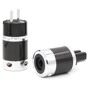 

High End Carbon Fiber Rhodium Plated Ac Power Cable Iec Female Connector (Eu Plug)