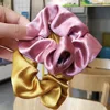 Chica seda elástica Scrunchie mujeres de satén púrpura bandas para el cabello negro crujiente lazos de goma para el pelo niña coletero pelo coles para el cabello gomillas cintas para el pelo accesorio ► Foto 3/6