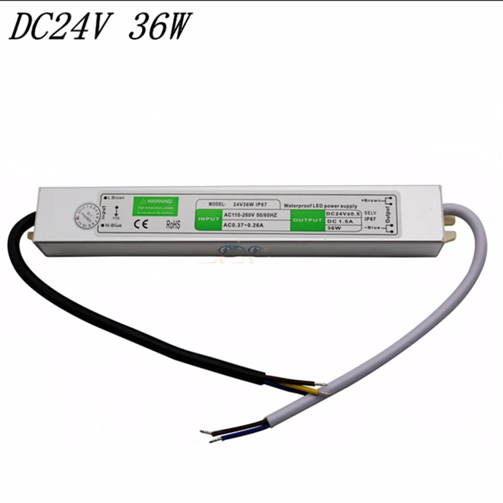 AC110 ~ 220V к DC 24V LED источник питания 12V водонепроницаемый трансформатор 10w 15w 20w 60w 80w 100w