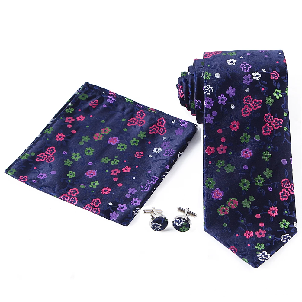 WTHCS-014 tie set Портной Смит мужской галстук набор модный тканый галстук Hanky запонки Набор Цветочный горошек Волк Мужской костюм галстук карманные Квадратные Запонки - Цвет: WTHCS-014 tie set