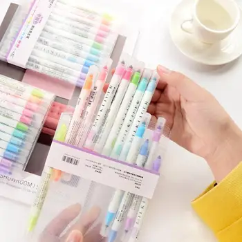 

12 Colors/set Cute Mild Liner Pens Highlighter Dual Double Headed Fluorescent Pen Drawing Marker Pen Stationery School Supply