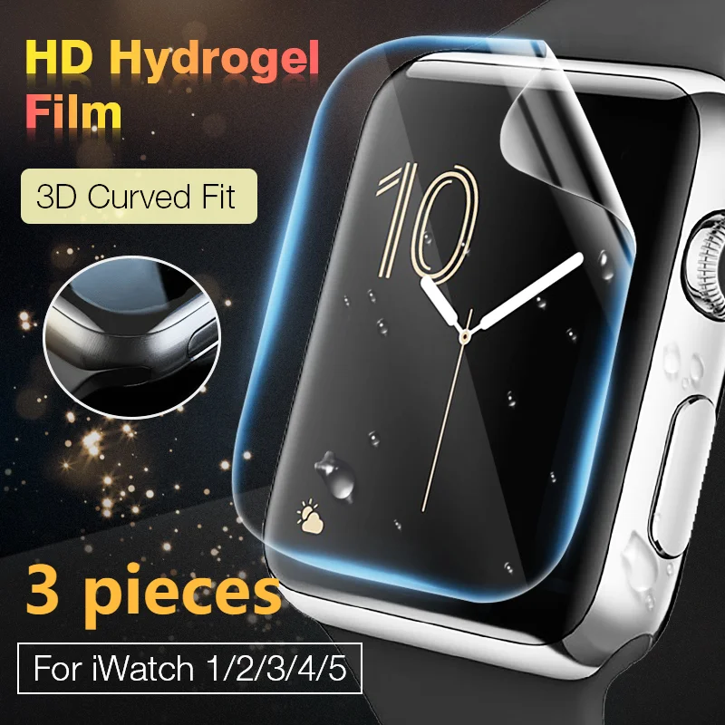 3Pcs/Lot Hydrogel Screen Film Protector For Apple Watch 6 SE 5 4 3 2 Full Coverage Protective Film For Iwatch 40MM 44MM 38MM 42M