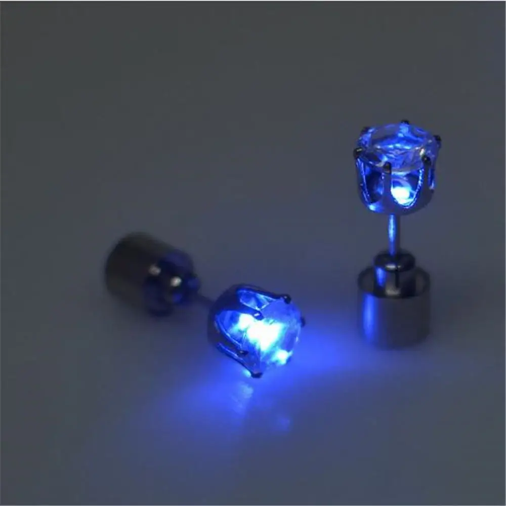 blue 1 шт. очаровательные светодиоды светильник Корона Светящийся Кристалл нержавеющая светящиеся серьги шпильки ювелирные изделия для ушей DJ Танцевальная вечеринка бар Anillos - Окраска металла: blue