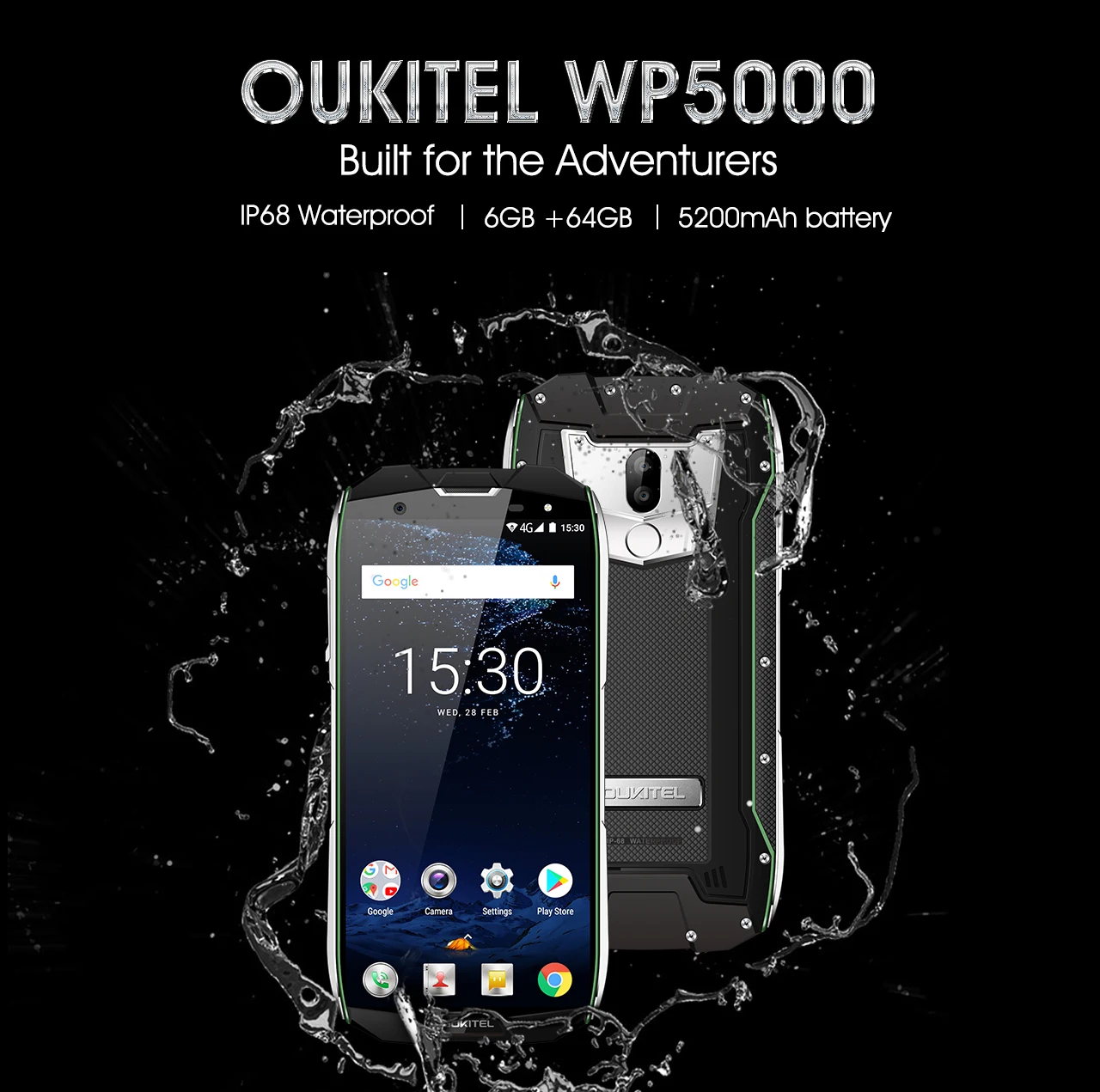 OUKITEL WP5000 IP68 водонепроницаемый смартфон 5,7 ''Helio P25 Восьмиядерный 16,0 Мп 6 ГБ ОЗУ 64 Гб ПЗУ 5200 мАч 9 В/2 а Быстрая зарядка OTG телефон