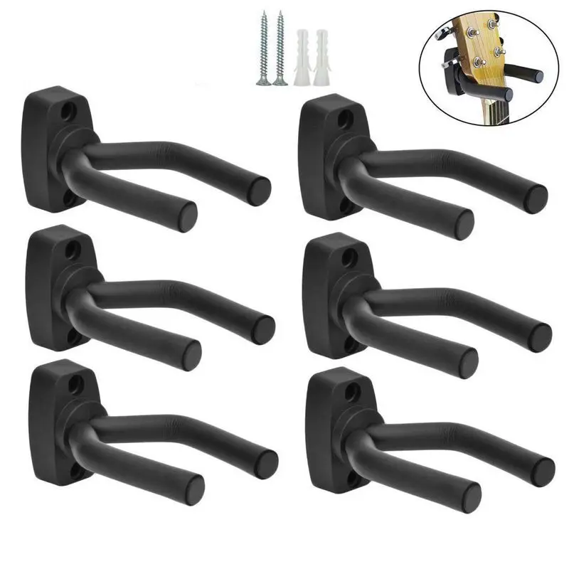 

6 Pcs Guitar Hanger Hook Holder Wall Mount for All Size Guitars, Bass,Ukulele, Mandolin, Banjo