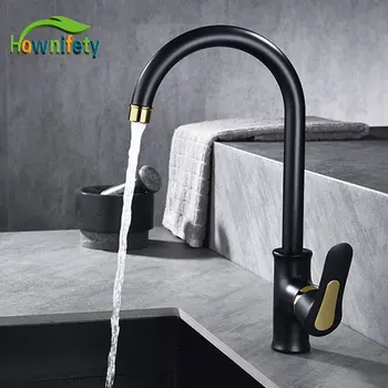 

Black Gold Kitchen Sink Faucet Hot Cold Mixer Color matching Bath sin tap Single Hanle One Hole