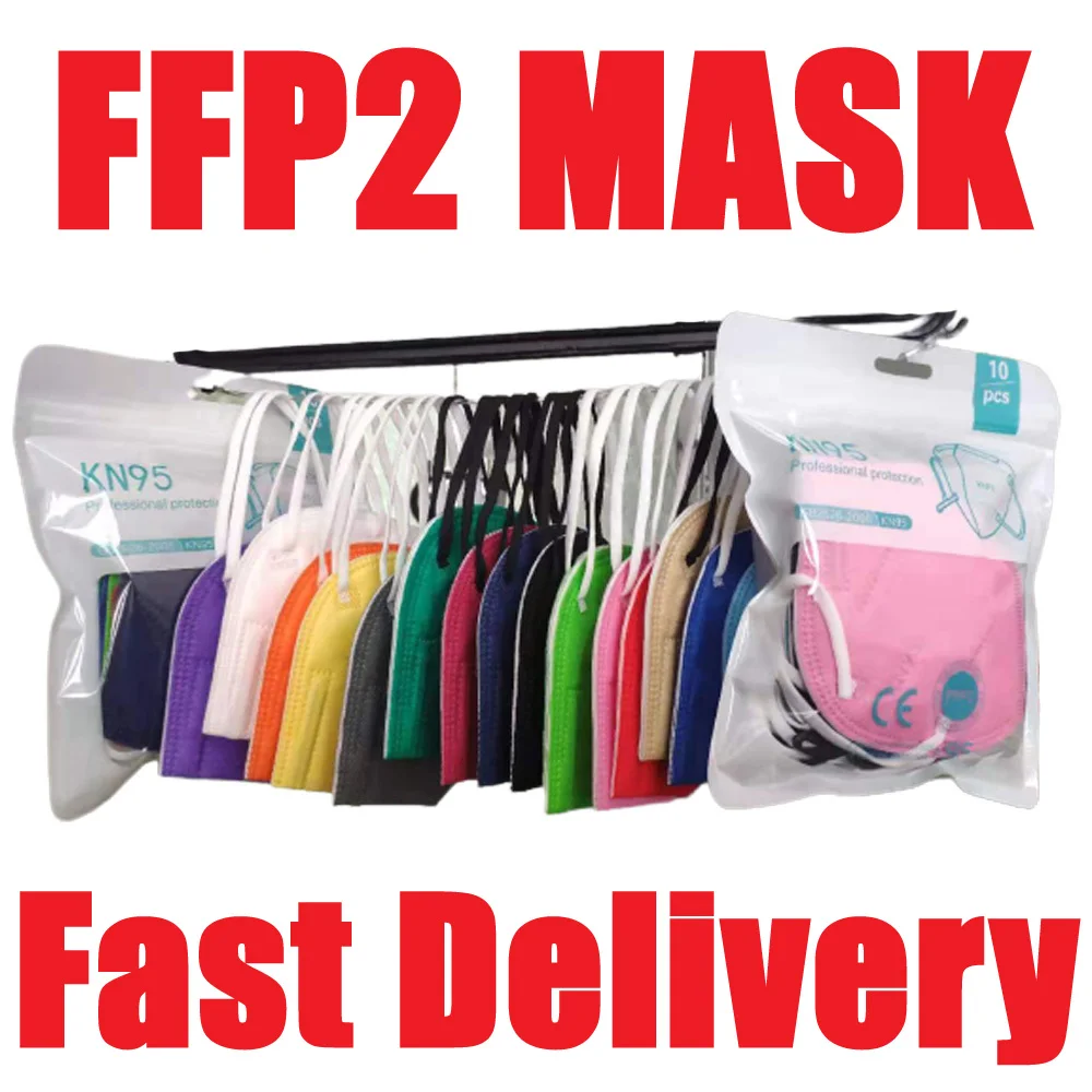 Mascarilla protectora FFP2 de 5 capas, máscara bonita de 14 colores, CE, KN95, fpp2, a prueba de polvo