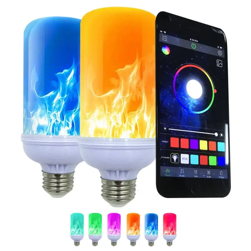 E27 Flame Lamps 9W 7W 85-265V 4 Modes LED Effect Light Bulb Flickering Emulation Fire | Лампы и освещение