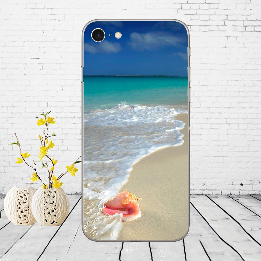 235DD Летняя Пляжная сцена на закате на море пальмы Мягкий силиконовый чехол для iPhone 5 5S SE 6 6s 8 plus 7 7 Plus X XS SR MAX - Цвет: 16