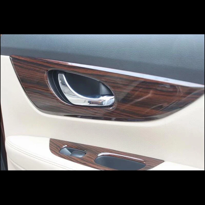 Для Nissan X-Trail- 4 шт. дерево ABS интерьер автомобиля внутренняя ручка двери Крышка отделка молдинги Автомобиль Стайлинг