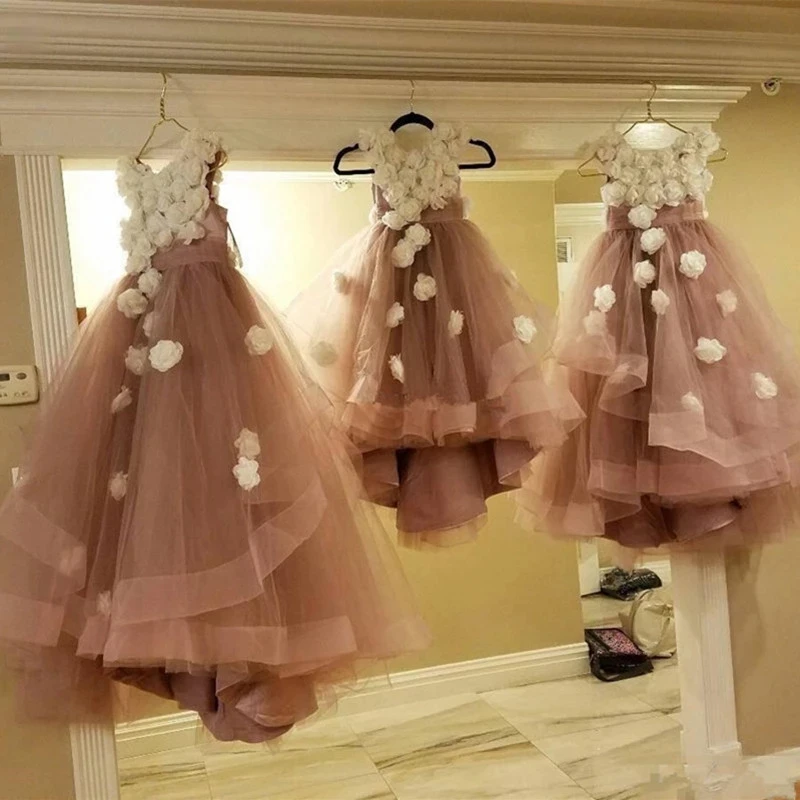 

Girl Formal Dress with 3D Flowers