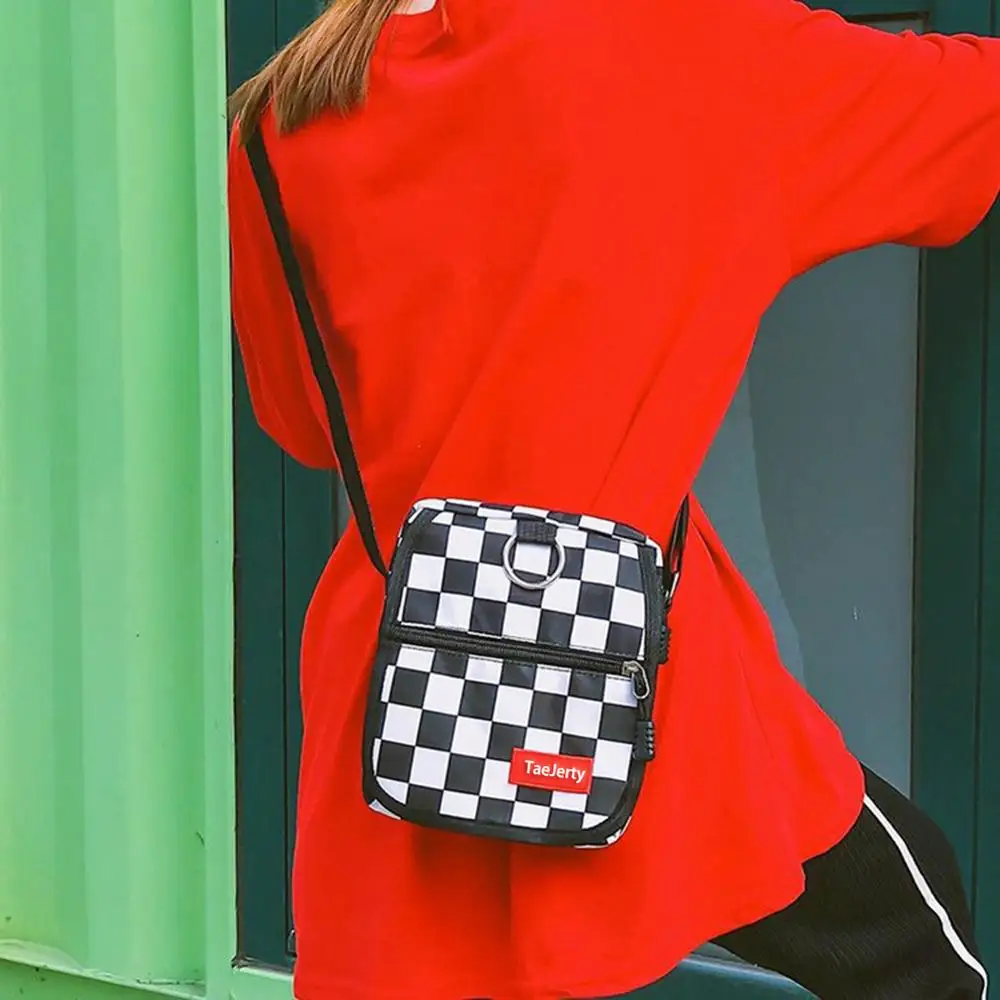 Women Canvas Bag Hong Kong Style Harajuku Style Contrast Color Small Bag Korean Style Fashionable Casual Messenger Shoulder Bags
