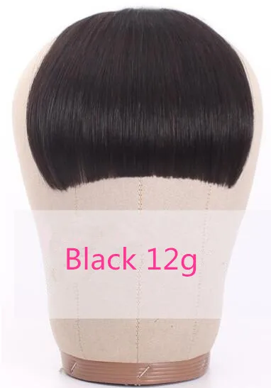 Black 12g Человеческие волосы, тупые челки, на заколках, перуанские человеческие волосы для наращивания, не Реми, на заколках, с бахромой, челка, 613 блонд, аккуратная челка - Цвет: Black 12g