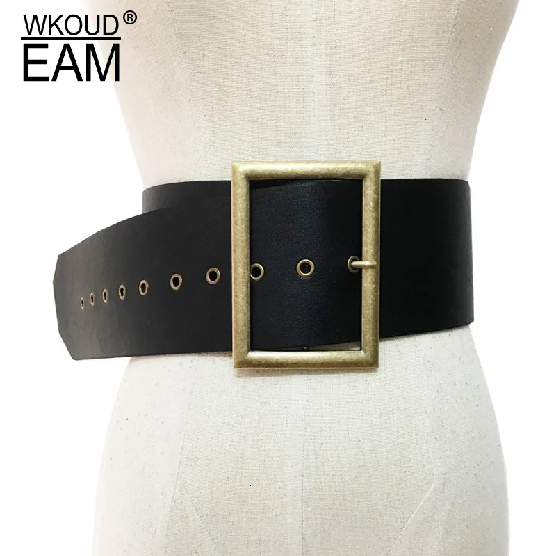 WKOUD EAM, новинка 2019, Модный женский ремень с квадратной пряжкой и металлическим кольцом, женский пояс на каждый день, уличная мода A111