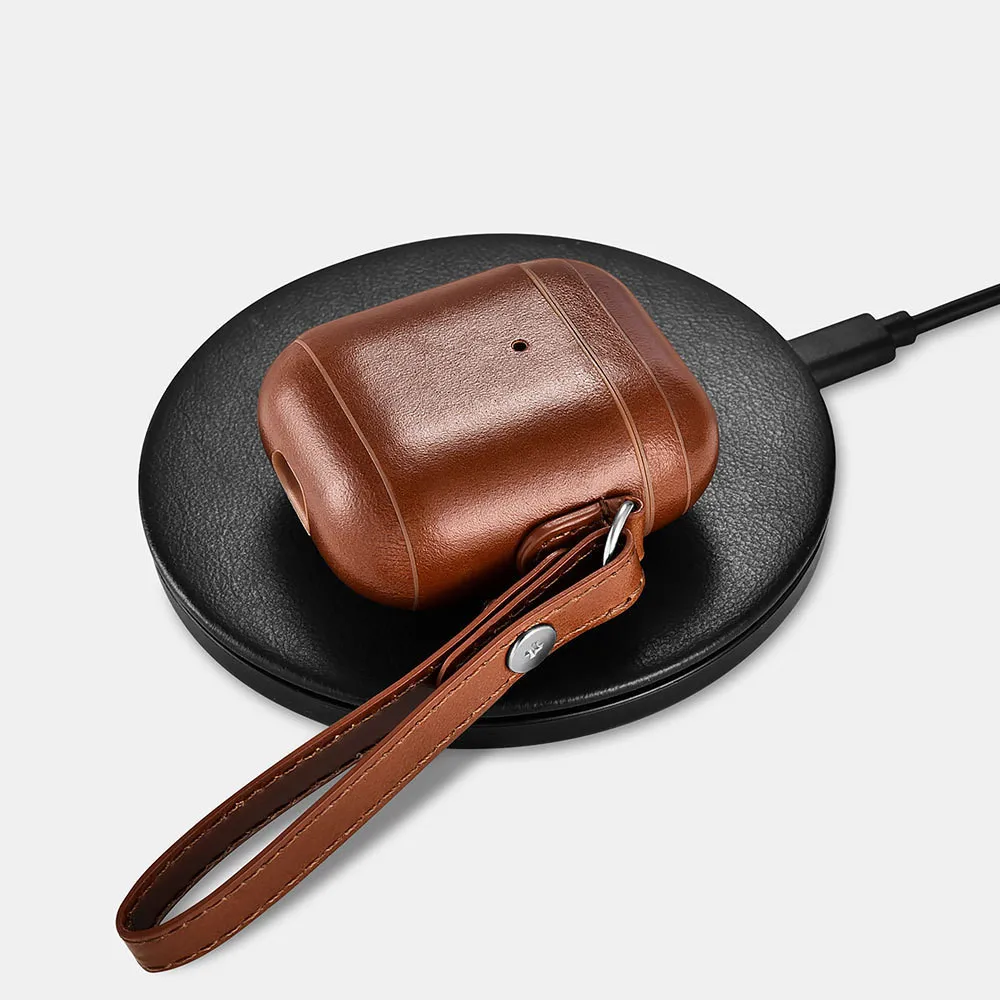 for Apple Airpods 2 Leather Case for Airpods Protective Case Vintage Design Headphone Leather Case LED Light Cover