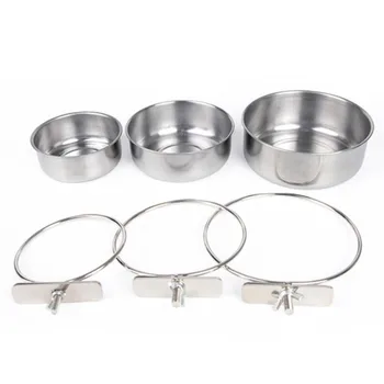 

1Pcs Birds Feeders Parrot Stainless Steel Cups Container Anti-turnover Food Bowl For Easy-to-clean Hanging Cage Accessories