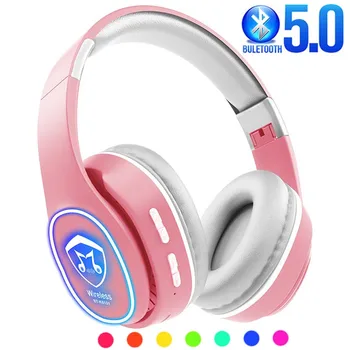 

Bluetooth 5.0 Headphones Wireless Glowing Heaset LED Light Gaming Earphones for Phone PC Support TF 3.5mm Jack with Mic