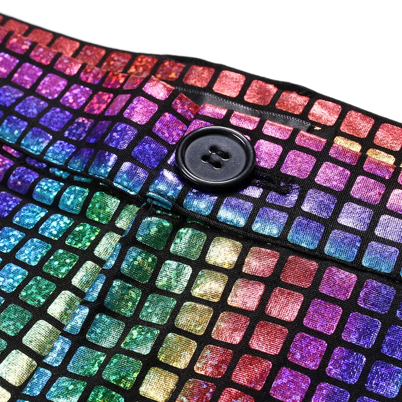 Mens Stage Prom Suits Gold Silver Rainbow Plaid Sequin Jacket Pants Men Dance Festival Christmas Halloween Party Costume Homme