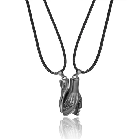 Punk Heart Pendant Couple Necklace Lover Distance Faceted Magnetic Necklace for Women Promise Wedding Valentine's Day Gift