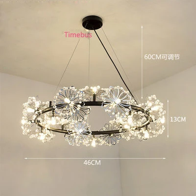 Black 15 light Скандинавские Современные хрустальные люстры светодиодные люстры освещение индивидуальная спальня светодиодная Подвесная лампа модная гостиная хрустальная лампа для комнаты - Цвет абажура: Black 15 light