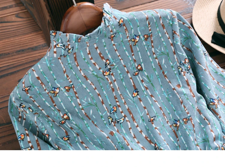 Mori girl robe Femme осень зима винтажное женское платье Elbise длинный рукав Высокая талия цветочный принт вельветовые платья N9