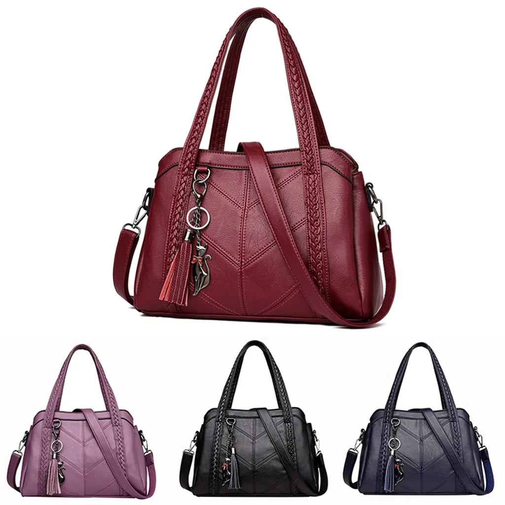 

MOLAVE Women Fashion Fringe Solid Large Capacity Shopping Shoulder Tote Handbag Bags 8.8