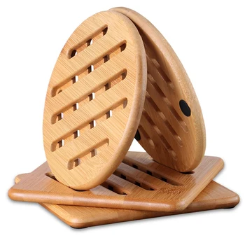 

Heat Resistant Non-Slip Bamboo Trivets Pot Mat for Kitchen Table - 4Pcs Hot Pan Pads (15cm)