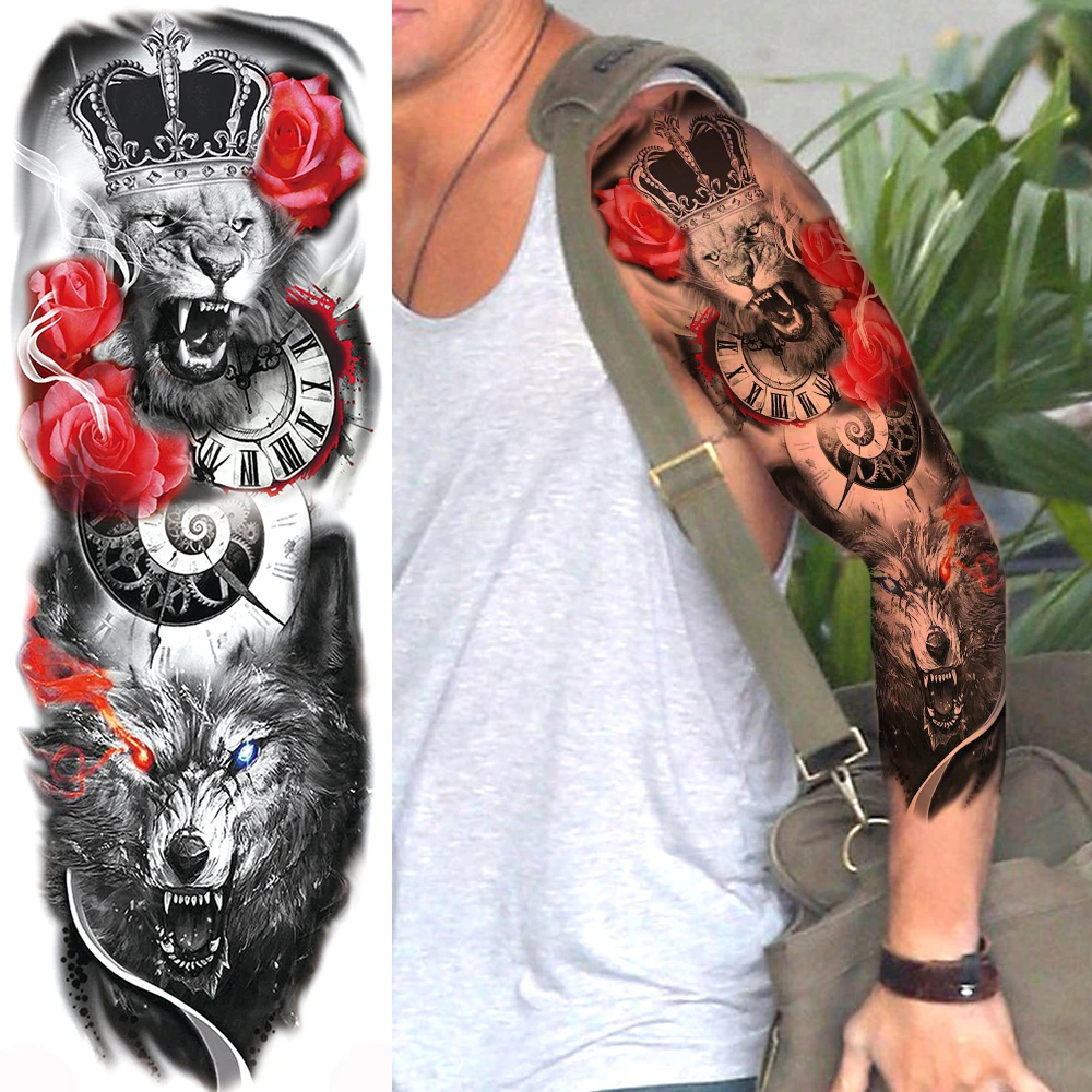 Временные татуировки для мужчин и женщин реалистичные в виде черепа розы