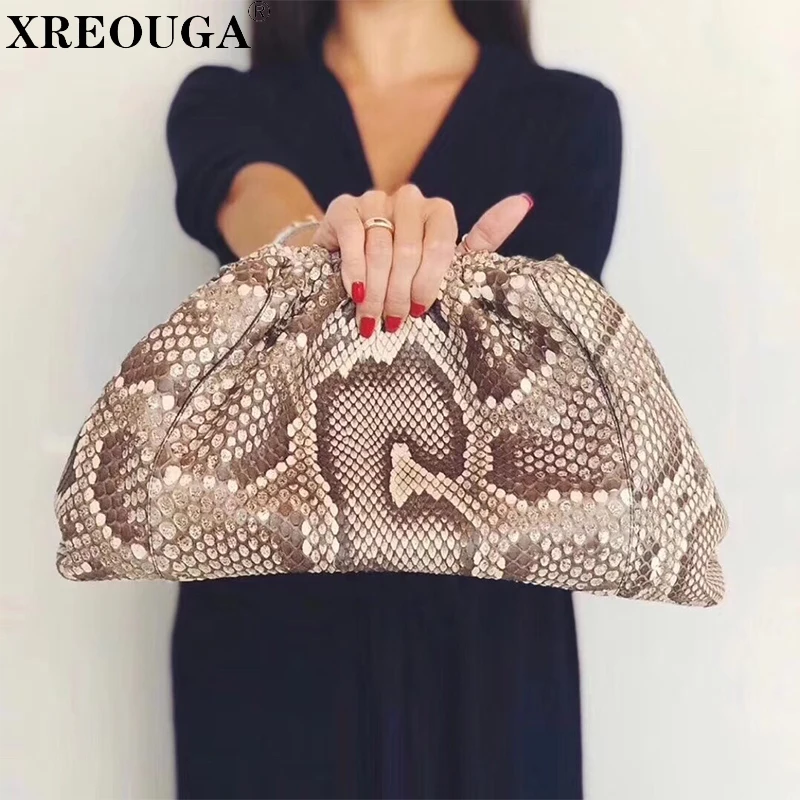 

Snake Pattern Crossbody Bag For Women Envelope Shoulder Bag Brand Design Luxury Leather Bag Soft The Pouch Cloud Clutch Handbag
