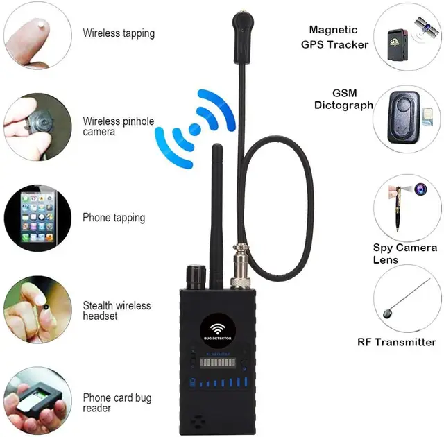 Anti Spy RF Detector,High Sensitivity Wireless Bug Detector for GPS Tracking GSM Listening Device Finder Radio Scanner 1