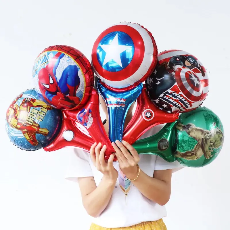 50Pcs Bastone Portatile Cartone Animato Hulk Spiderman Palloncini Foil Palloncini Festa Di Compleanno Palloncini Matrimonio Decorazione Palline Giocat