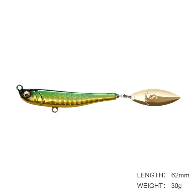 Jig Bait Winter Fishing with Spinner Spoon Fishing Lures 62mm 30g Jigs Trout Winter Fishing Hard Baits Tackle Pesca Makippa 30G Light Yellow