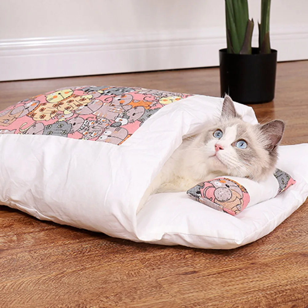 Pet Cat/Dog Washable Soft Warm House Nest Kitty Puppy Bedding House Sleeping Bag 