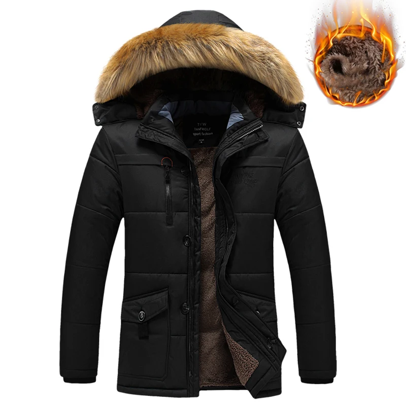 Зимняя мужская куртка размера плюс 6XL 7XL 8XL, толстая теплая парка с меховым капюшоном, мужское зимнее пальто, хлопковая ветровка, куртки, мужская одежда