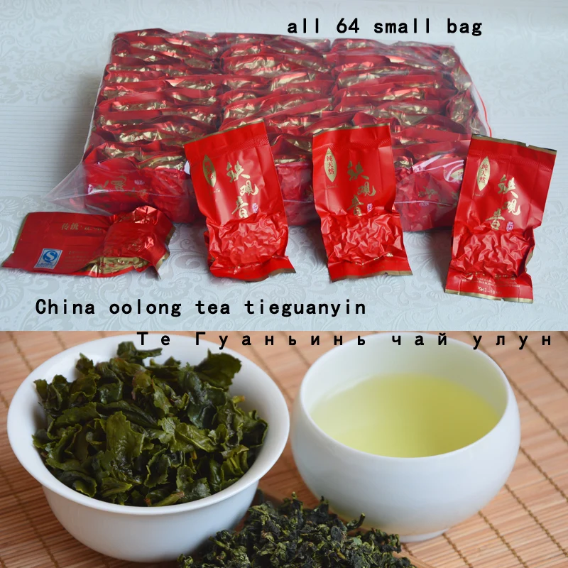 Чай улун, anxi Tieguanyin, китайский чай, высокое качество, 1725 чай, свежий для похудения, забота о здоровье, 64 небольших пакетика