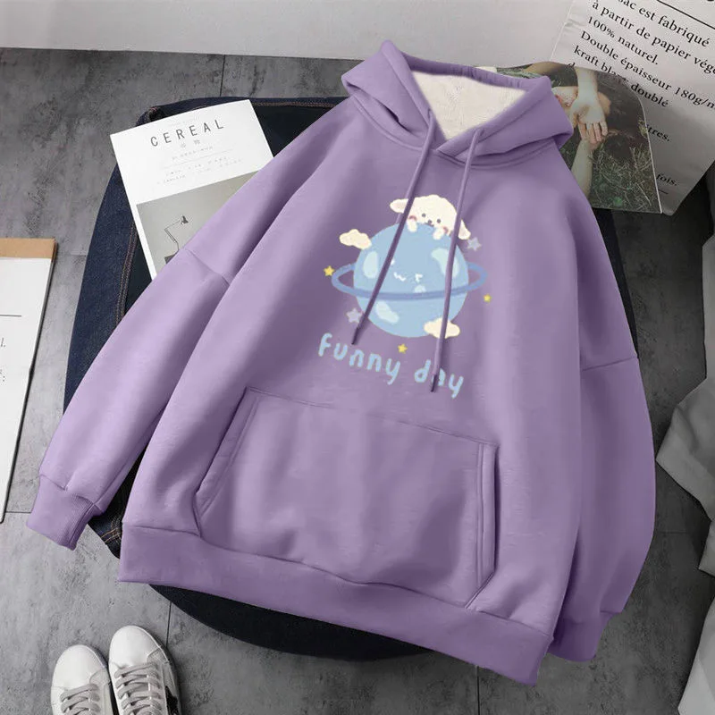 

Hoodie Oversized Sweatshirt Kawaii Hoodie Korean Harajuku Casual Retro Tracksuit Korean Pullover College Style Loose Women's Top