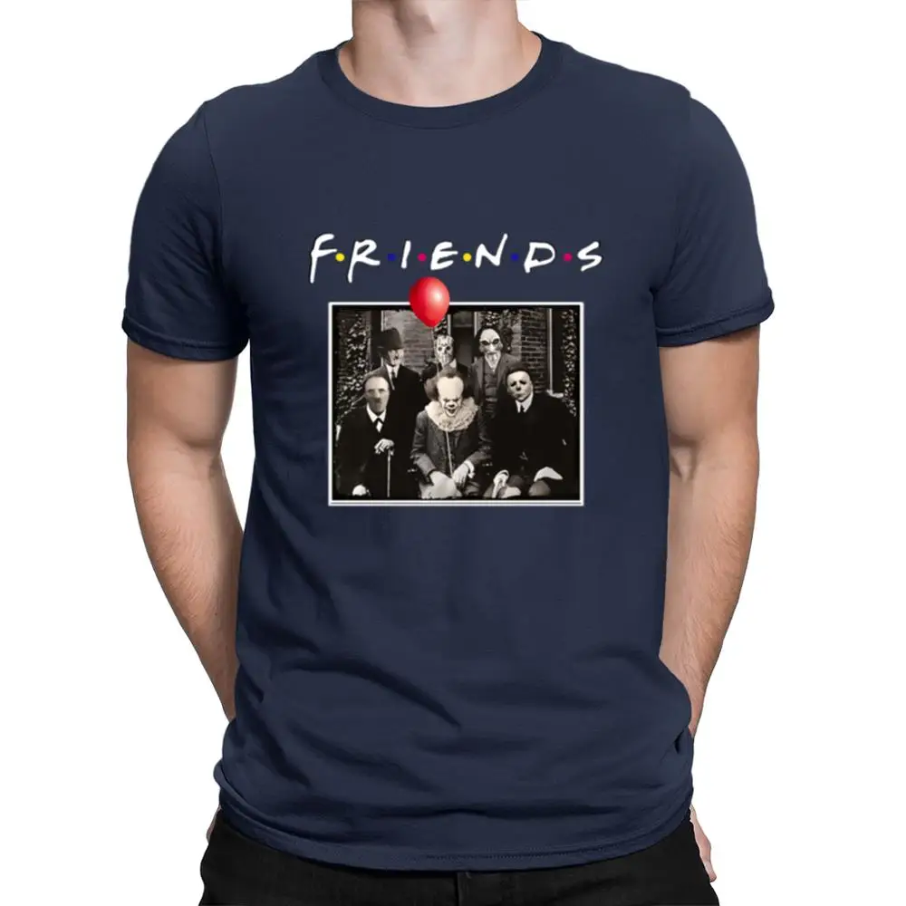 Navy blue Пара футболок из чистого хлопка Pennywise, Michael Myers, Jason fenhees halloween-männerhemd auf diese titten - Цвет: Navy blue