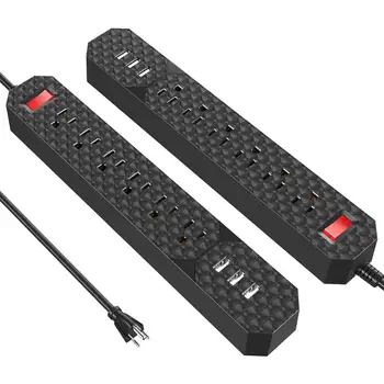 

Poweradd 6-Outlet Power Strip Surge Protecter 3 USB Charging Port Lightningproof Fast Charging Standard Plug Interface Extension