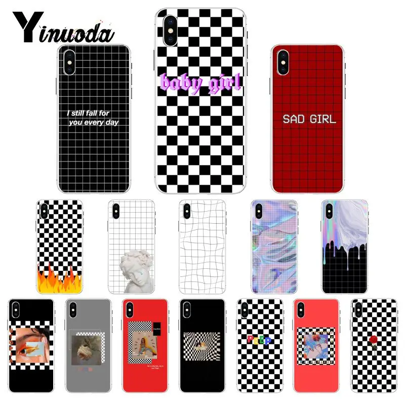 Yinuoda черный и белый чехол для шахматной доски мягкий телефона iPhone 8 7 6 6S X XS MAX 5 5S SE XR