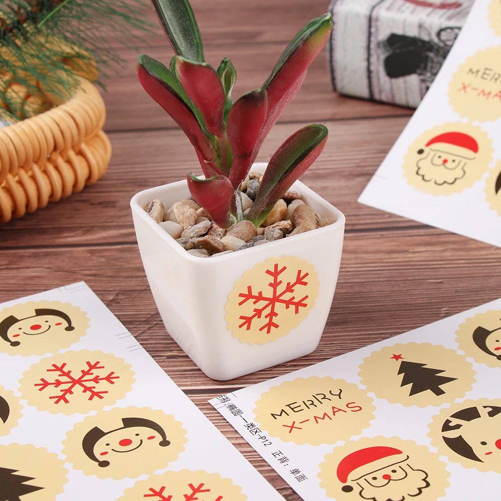 120PCS Merry Christmas Theme Sealing Sticker DIY Gifts Posted Baking Decoration Package Label Multifunction Snowflake Deer Label