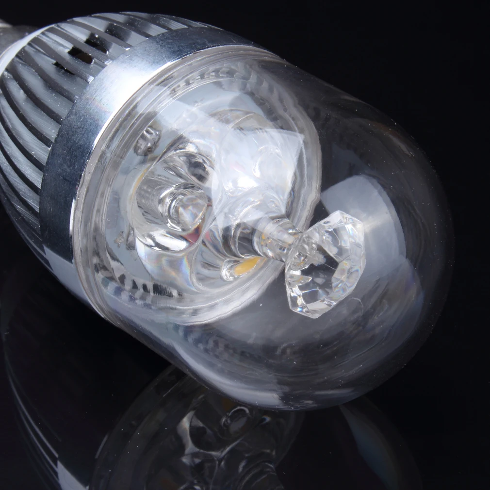 E14 9W 3LED теплый белый свет лампы кристалл источник света серебро