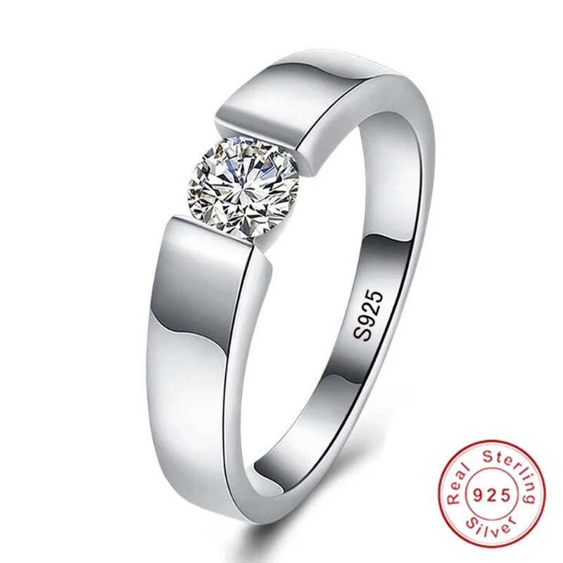 Романтические свадебные кольца для возлюбленной оригинальной 925 пробы парные серебряные кольца для обручальные ювелирные изделия обручальные кольца - Цвет основного камня: men ring