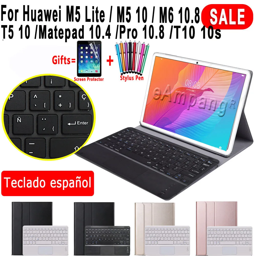 Чехол с испанской клавиатурой для Huawei Mediapad T5 10 M5 lite 1 Pro M6 8 Matepad T10 10s 4 чехол планшета