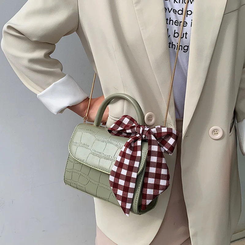 

stone pattern handbag ladies 2019 for women messenger bag green crocodile leather handbag