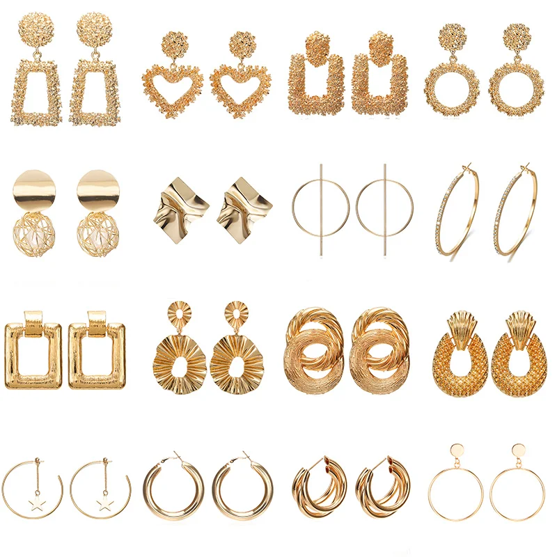 

Hot Women's Earrings Fashion Gold Geometric Metal Exaggerated Bohemian Drop Large Earrings Suitable for Winter Jewelry Gifts