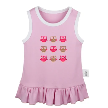 

9 Pink Cute Winking Owl flying owl drawing 5 burning man Funny Newborn Baby Dresses Toddler Sleeveless Dress Infant Clothes