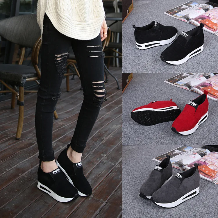 

2019 Spring New Style WOMEN'S Casual Shoes Comfortable Slanted Heel Elevator Foot Covering WOMEN'S Shoes Love Women's Platform T
