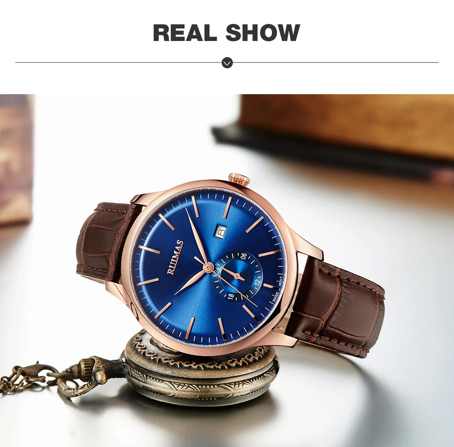 RUIMAS Бизнес Мужские часы Топ люксовый бренд нержавеющая сталь наручные часы хронограф армейские военные часы Relogio Masculino
