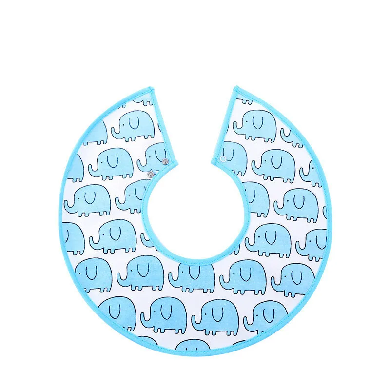 Elephant round Bib Водонепроницаемый детский хлопковый Слюнявчик с круглым кольцом на 360 градусов, не флуоресцентный слюнявчик для кормления детей, детские слюнявчики - Цвет: Elephant round Bib