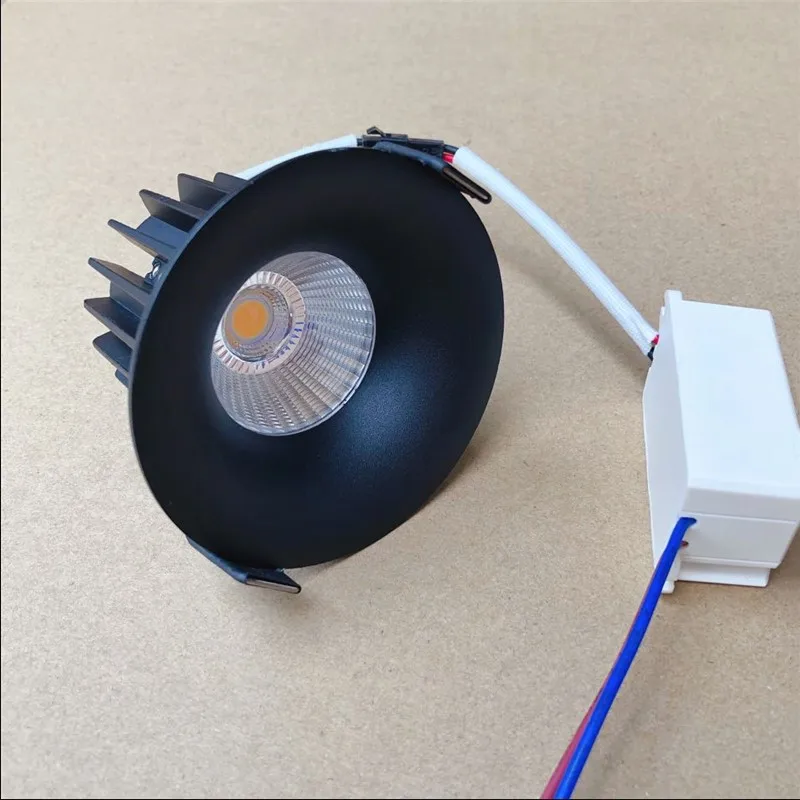 Dimmable COB светодиодный светильник 7 Вт 10 Вт 14 Вт 16 Вт изогнутые глубокие отверстия антибликовый Потолочный светильник Точечный светильник черный корпус семейный отель светодиодный светильник